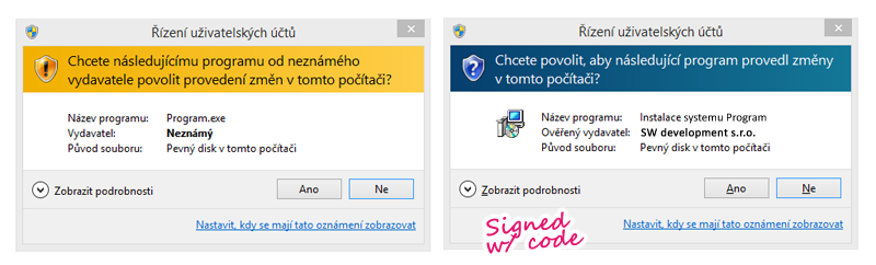 Podepsaný a nepodepsaný SW Podepsaný a nepodepsaný SW