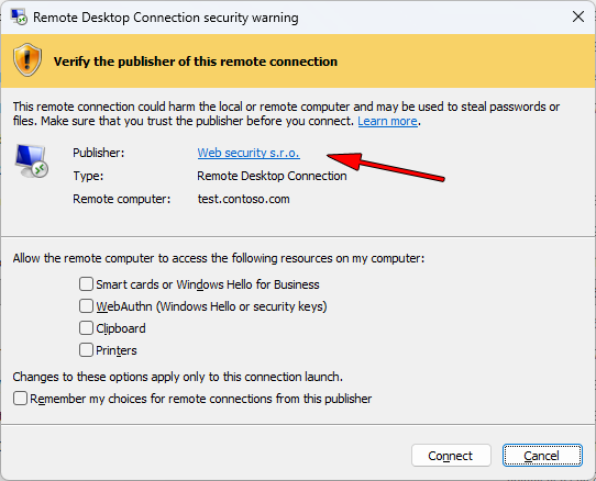 File RDP firmato