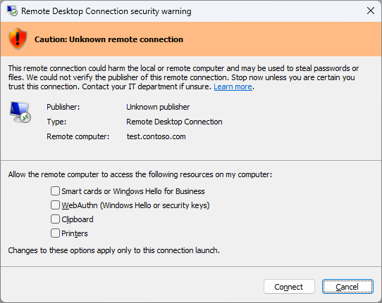 File RDP non firmato